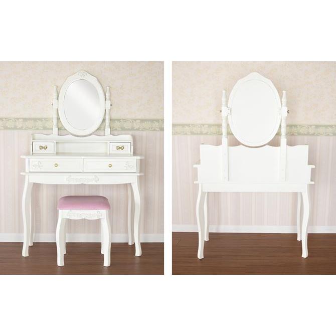 ドレッサー おしゃれ デスク 可愛い ドレッサーセット 姫系 ヨーロピアン 白家具 姫系 鏡台 可愛い スツール付 猫脚 アンティーク調 ロココ調 おしゃれ 輸入家具 Mt Drst H 90 Wh 輸入家具べべ