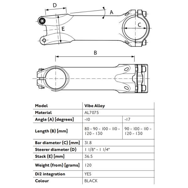 シマノプロ プロ Vibe Alloy ステム アングル:10°/-17°長さ:80 シマノプロ プロ Vibe Alloy ステム アングル:10°/-17°長さ:80
