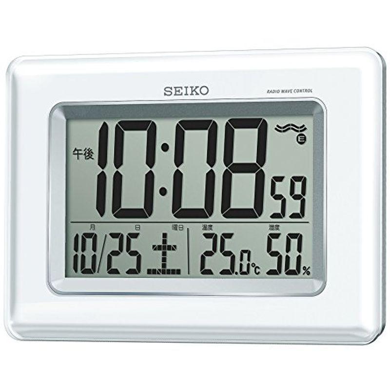 セイコー クロック 掛け時計 置き時計 兼用 電波 デジタル カレンダー 温度 湿度 表示 白 パール SQ424W SEIKO 掛け時計、壁掛け時計