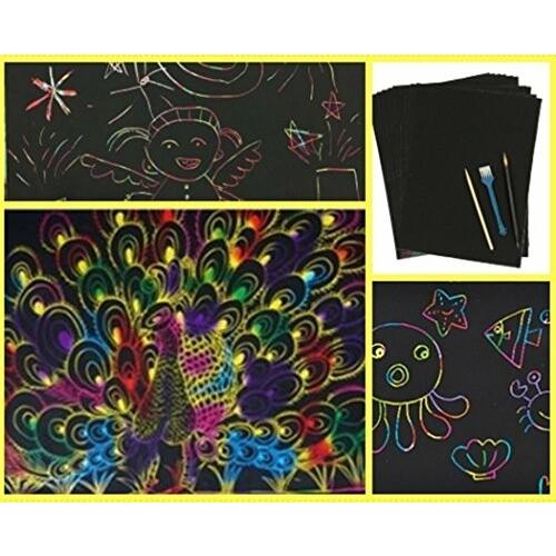 Miraika スクラッチアート スクラッチペン スクラッチ用紙 工作用紙 ブラシ 竹串 ４点 セット 子供 大人 Beckshop 通販 Yahoo ショッピング