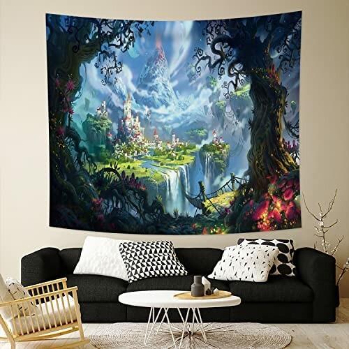 Qinunipoto タペストリー 童話的なお城 幻想 ファンタジー イラスト アート 絶景 風景 180x160cm インテリア アート Beckshop 通販 Yahoo ショッピング