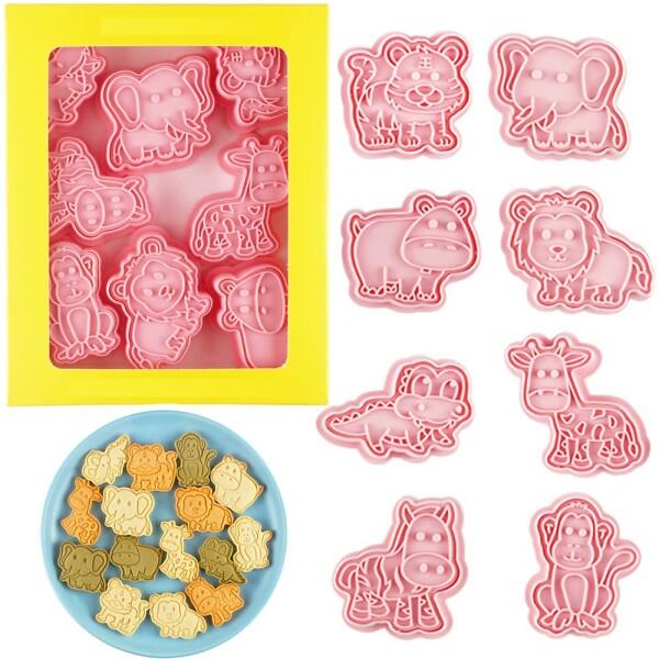 森の動物のクッキー型 可愛 虎 ライオン 象 キリン 猿 クロコダイル カバ シマウマ8個セットクッキ Beckshop 通販 Yahoo ショッピング