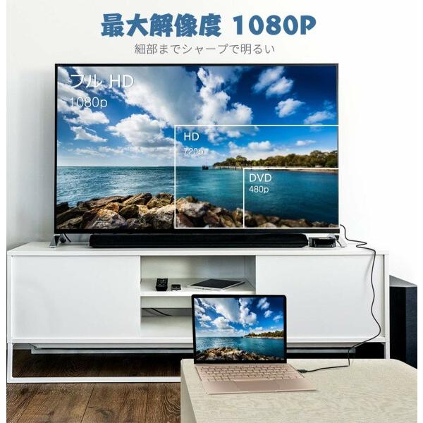 HDMI to VGA変換ケーブル 1m 1080p@60Hz HDMI オス to VGA オス変換ケーブル ビデオ変換コード HDMIからVGAア｜beck-shop｜05