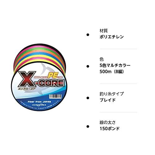 KUROSAWA PEライン 釣り糸 X-CORE 4編・8編 （5色 マルチカラー/白 ホワイト/イエロー/グレー）(150m 200m｜beck-shop｜05