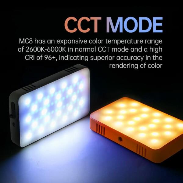 SOONWELL MC8 RGBWW LEDライト 撮影用ライト 360°フルカラーLEDピクセルビデオライト CRI96+ 2600~6000K Type-C｜beck-shop｜05