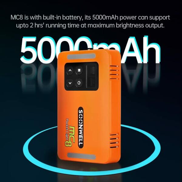 SOONWELL MC8 RGBWW LEDライト 撮影用ライト 360°フルカラーLEDピクセルビデオライト CRI96+ 2600~6000K Type-C｜beck-shop｜06