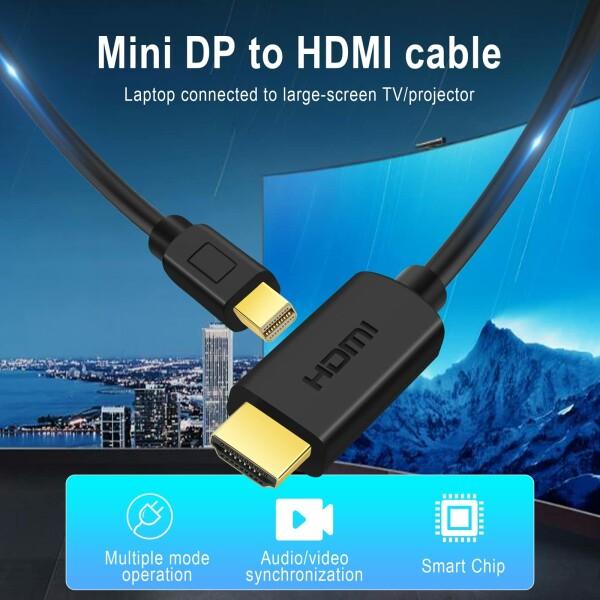ANNNWZZD サンダーボルト HDMI, ミニディスプレイポートMini Displayport HDMI 変換ーブル対応 ブラックMacB｜beck-shop｜02