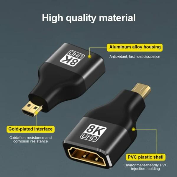 Kmrlim Micro HDMI to HDMI 変換アダプタ 8K@60Hz 4K@120Hz HDMI 2.1 マイクロHDMI（オス）-HDMI（メス） 変換コネ｜beck-shop｜06