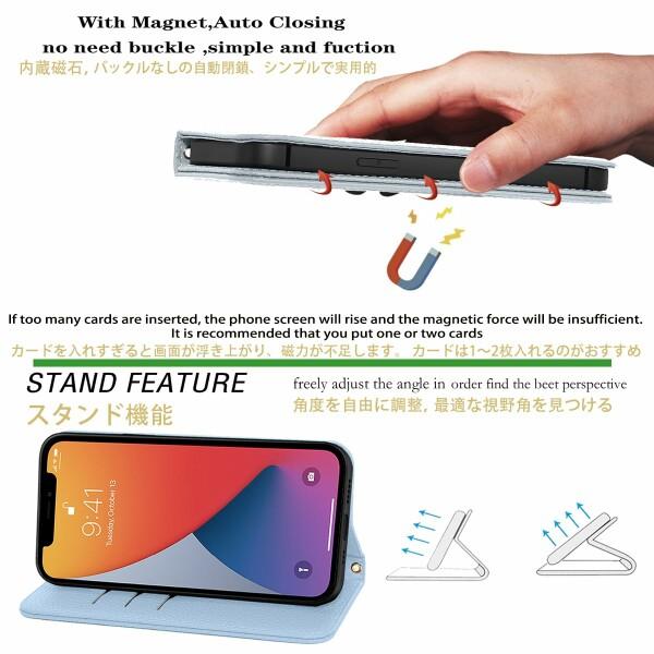 iPhone 13 Pro ケース 手帳型 超繊皮カバー 手帳型 耐衝撃 保護カバー 内蔵マグネット財布型 携帯カ｜beck-shop｜04