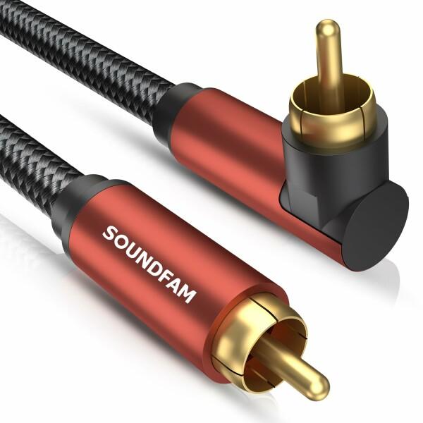 SOUNDFAM 90度RCAケーブル直角サブウーファーケーブル、デジタルオーディオ同軸ケーブル24K金メッ 37065544885