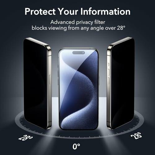 ESR for iPhone 15 Pro プライバシー保護フィルムセット 覗き見防止 強化ガラスプライバシー保護フィ｜beck-shop｜02