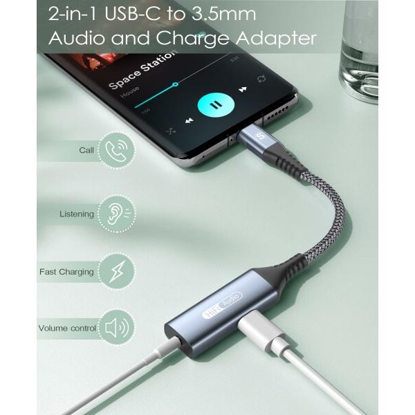 aux ケーブル タイプcイヤホン変換,Sweguard USB C イヤホンジャック 変換アダプタ 2in1 3.5mm Aux端子USB-C｜beck-shop｜02
