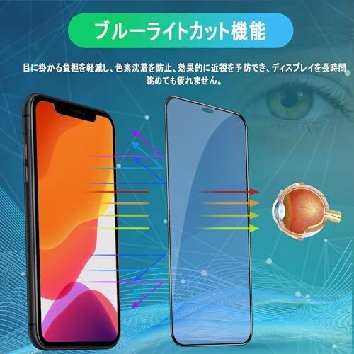 iPhone11 ガラスフィルム iPhone xr フィルム 目の疲れ軽減 旭硝子素材 硬度9H 耐衝撃 飛散防止 指紋防｜beck-shop｜03