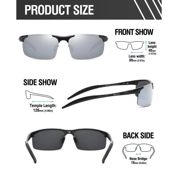 (DUCO) サングラス メンズ 偏光 スポーツサングラス UV400 へんこう さんぐらす AL-MG合金 超軽量 sungl｜beck-shop｜02