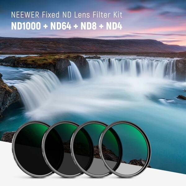 NEEWER 55mm NDフィルターセット ND1000+ND64+ND8+ND4減光フィルターセット 両面30層マルチコーティング HD｜beck-shop｜02