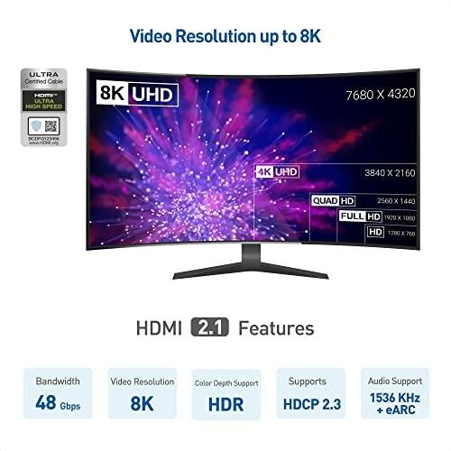 Cable Matters 8K HDMI ケーブル 3色セット 2m HDMIケーブル 8K 120Hz解像度 HDR対応 48Gbps Apple TV 任天堂 PS5 Xbo｜beck-shop｜03