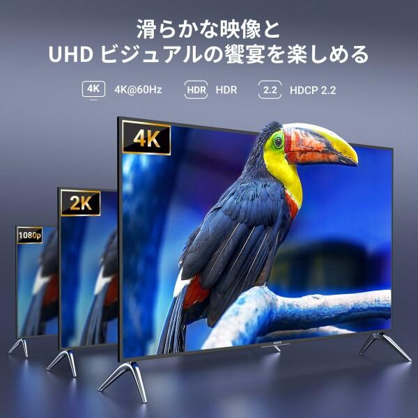 UGREEN HDMI 分配器 1入力4出力 4K@60Hz HDMI スプリッター 自動切替 4画面同時出力 HDMI1.4 PC HDTV DVD Xbox PS5｜beck-shop｜03