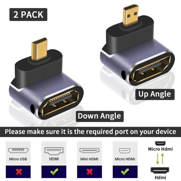 Poyiccot 8K Micro HDMI to HDMI変換アダプター、L字型Micro HDMI (オス) to HDMI (メス) 変換 アダプタ、上/下向｜beck-shop｜02