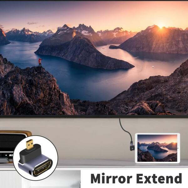 Poyiccot 8K Micro HDMI to HDMI変換アダプター、L字型Micro HDMI (オス) to HDMI (メス) 変換 アダプタ、上/下向｜beck-shop｜05