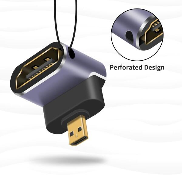 Poyiccot 8K Micro HDMI to HDMI変換アダプター、L字型Micro HDMI (オス) to HDMI (メス) 変換 アダプタ、上/下向｜beck-shop｜06