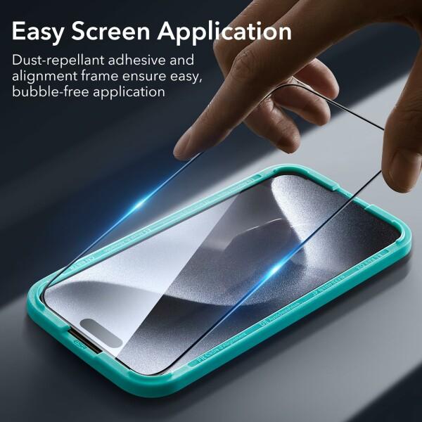 ESR for iPhone 15 Pro 保護フィルムセット強化ガラス保護フィルム 3 枚 独立型レンズフィルム 1セット｜beck-shop｜04
