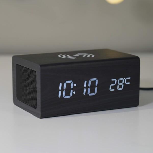 WOOD SHOW bluetooth5.0 スピーカー時計 おしゃれ ワイヤレススピーカー 多機能時計 温度計付き 目覚ま｜beck-shop｜02