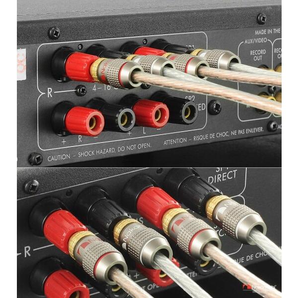 Nakamichi Excel Series 24K Gold Plated Copper BFA / Right Angle 90 Degree / Y U Fork Spade Banana Plug 12 18 Awg Gauge Size 4mm For Speaker Amplifier Cable Wire Audio Connector I4043626853