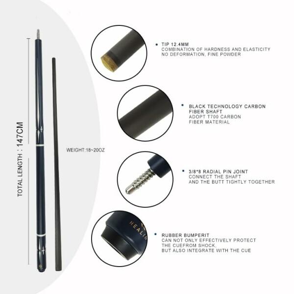KHEALING ビリヤード キュー カーボン 1/2playcue 多層豚皮頭 KHEALING ビリヤード キュー カーボン 1/2playcue 多層豚皮頭