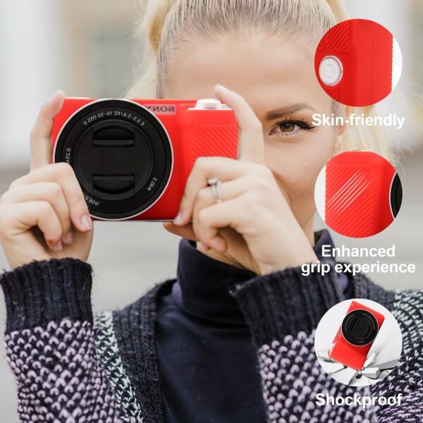 VOVMOEYA Étui Pour Sony ZV-1F/ZV-1M2 Avec Sangle, Demi étui En Cuir PU, Mince Protecteur Portable