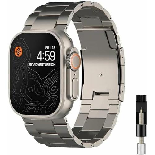 コンパチブ for Apple watch バンド ウルトラ専用バンド チタン製  