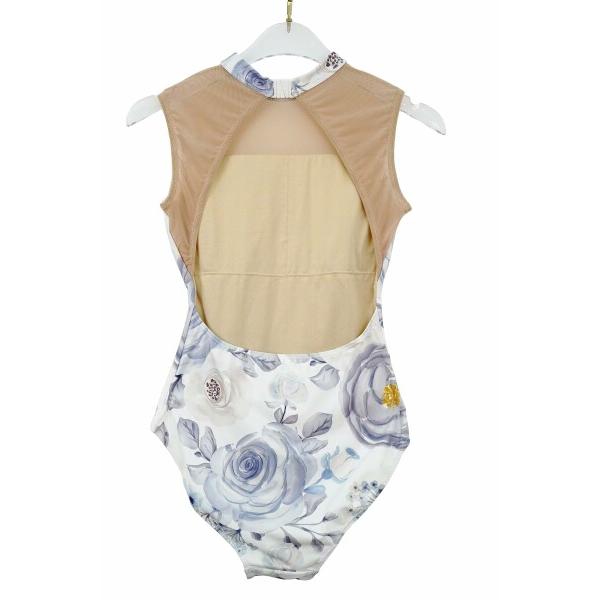 s.lemon) バレエ レオタード 花 柄、大人ハイネック