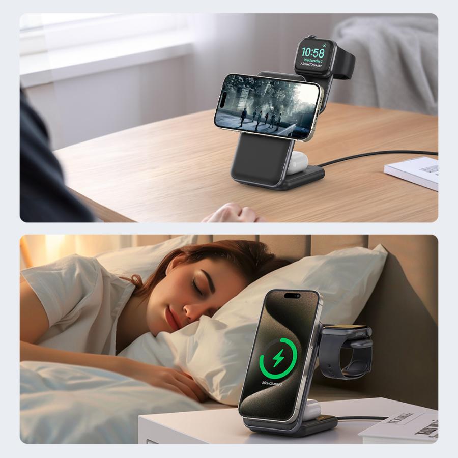 【冷却×高速充電】Qi2正規認証品/3in1 ワイヤレス充電器/iPhone リアル15W MagSafe iPhone 17 Air Pro Max/急速充電/マグネット/折りたたみ/コンパクト/Android |  | 10