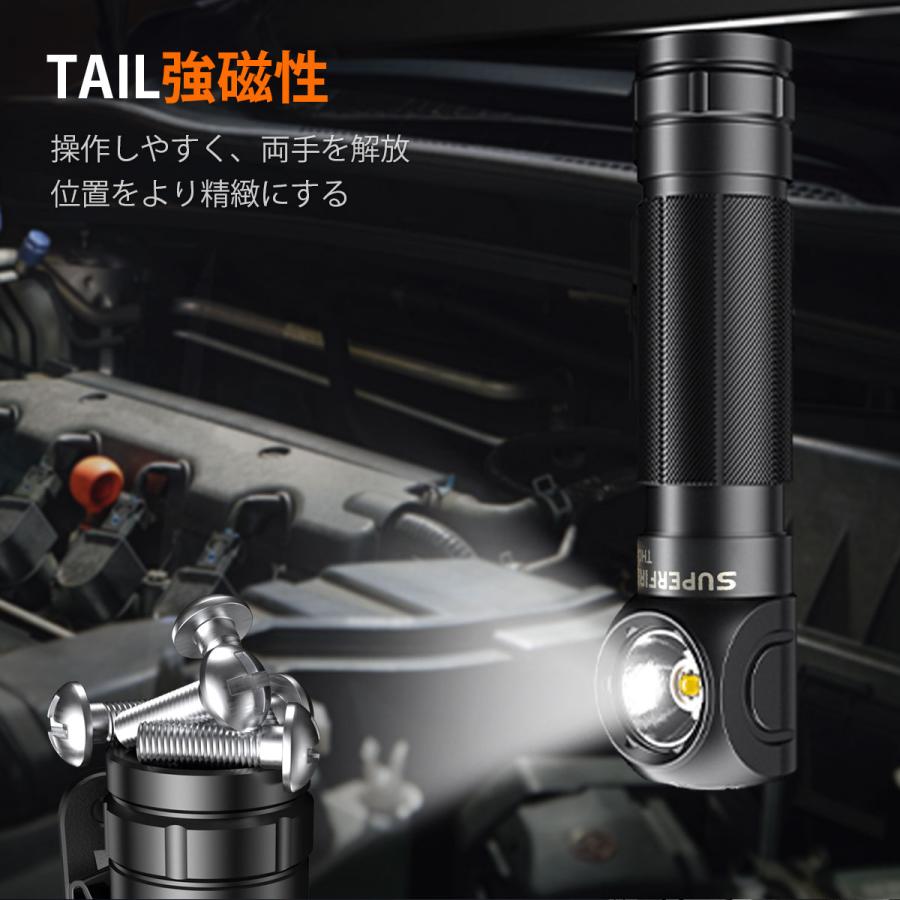 Type-C充電式LED懐中電灯TH04、磁石付き・90°調整可ヘッドランプ、18650電池対応、防水・高輝度・5モードで防災やアウトドアに最適 |  | 07