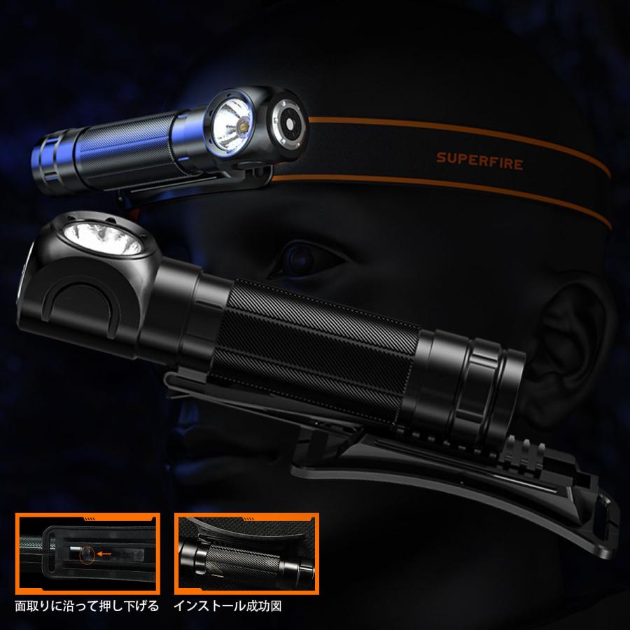 Type-C充電式LED懐中電灯TH04、磁石付き・90°調整可ヘッドランプ、18650電池対応、防水・高輝度・5モードで防災やアウトドアに最適 |  | 09