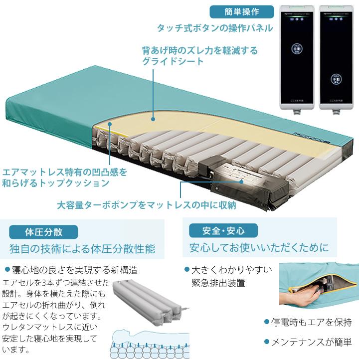 パラマウントベッド エアマットレス ここちあ利楽 清拭タイプ 91cm幅 