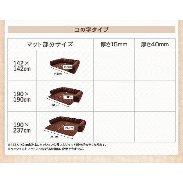 ローソファ こたつ用 〔L字/マット部分サイズ142×142cm/厚さ15mm〕 ソファラグ フロアコーナーソファ｜bed-lukit｜19