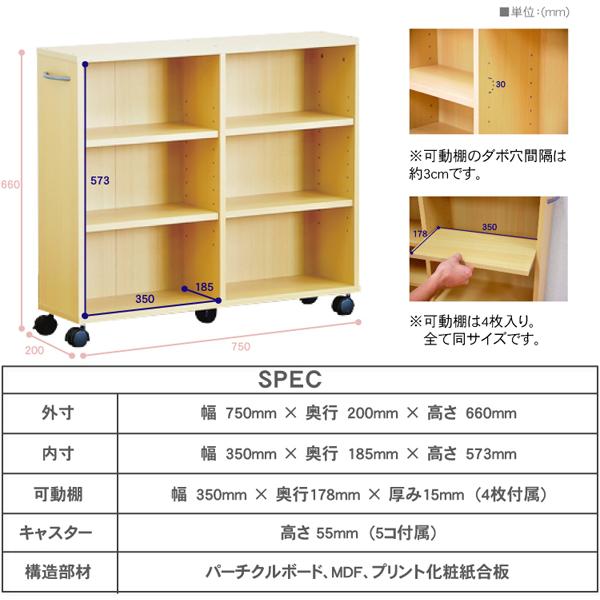 隙間収納家具 2個セット 〔幅75×奥行20×高さ66cm〕 キャスター付き 押し入れ収納｜bed-lukit｜02