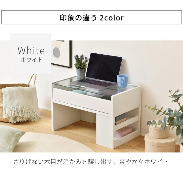 ガラスデスク 〔幅60×奥行35.5×高さ39.5cm〕 ガラス天板 ガラステーブル 本棚付き｜bed-lukit｜12