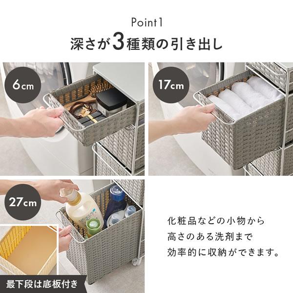 隙間収納 ランドリーチェスト 幅20cm スリム 洗面所 収納 キャスター
