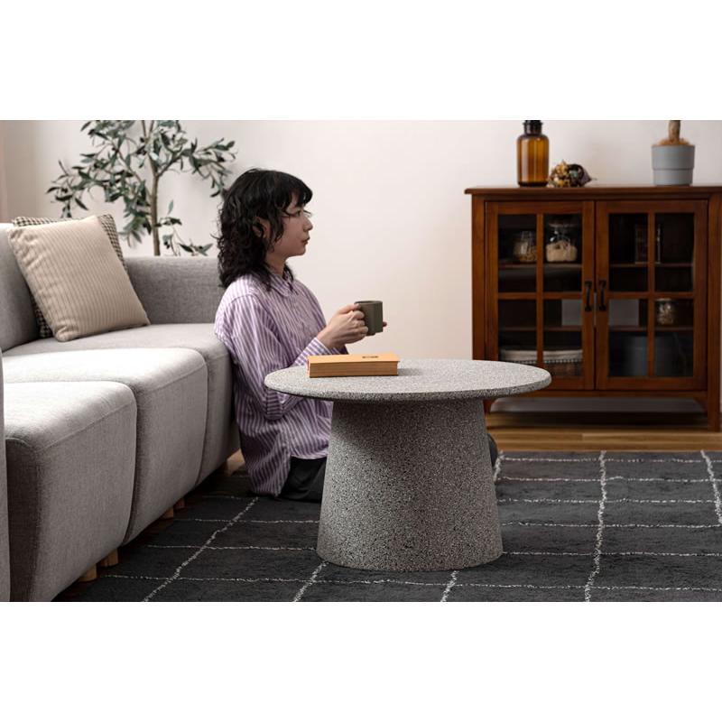 テラゾー柄 ローテーブル 丸型 60cm サイドテーブル センターテーブル