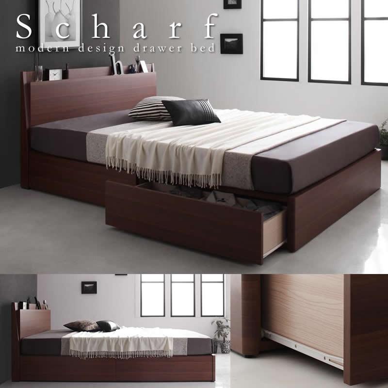 ベッド 収納付き Scharf シャルフ 棚 コンセント付きスリムデザイン収納ベッド ダブル次回入荷未定 Bed 01472 ベッド通販ドットコム 通販 Yahoo ショッピング