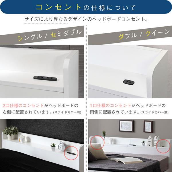 収納ベッド コンセント付き シンプルモダンベッド 引き出し収納付き