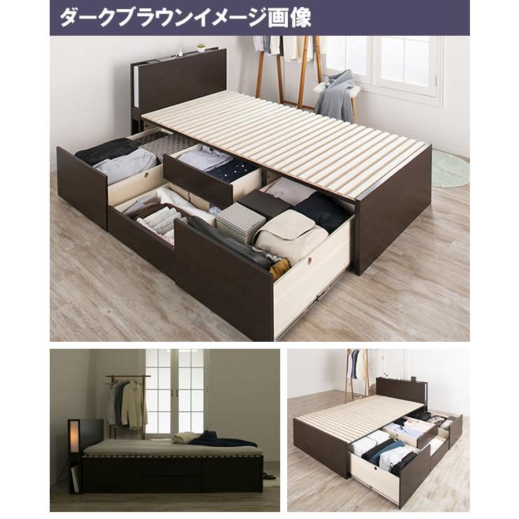 セミオーダー収納ベッド｜照明付き×奥深引き出し×日本製｜便利なライト