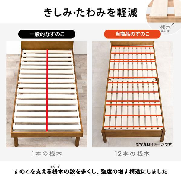 【新品】すのこ　シングルベッド　ロングサイズ　アウトレット シングルベッド ロングサイズ ロング 棚 コンセント 頑丈すのこ 簡単