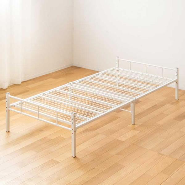 スチールベッド シングル ヘッドレス 頑丈 アイアン ベット 高さ調整