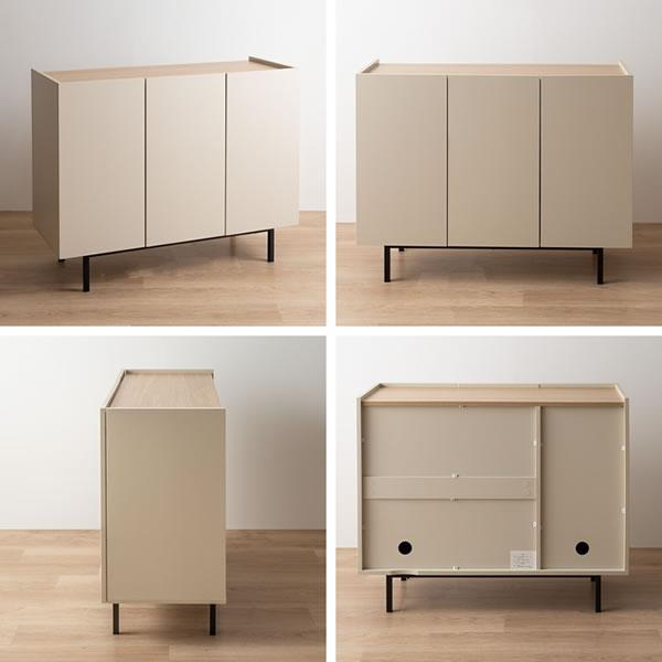 グレージュキャビネット　幅100cm キャビネット 幅100cm 大容量収納 木目×グレージュ A4対応 ルーター