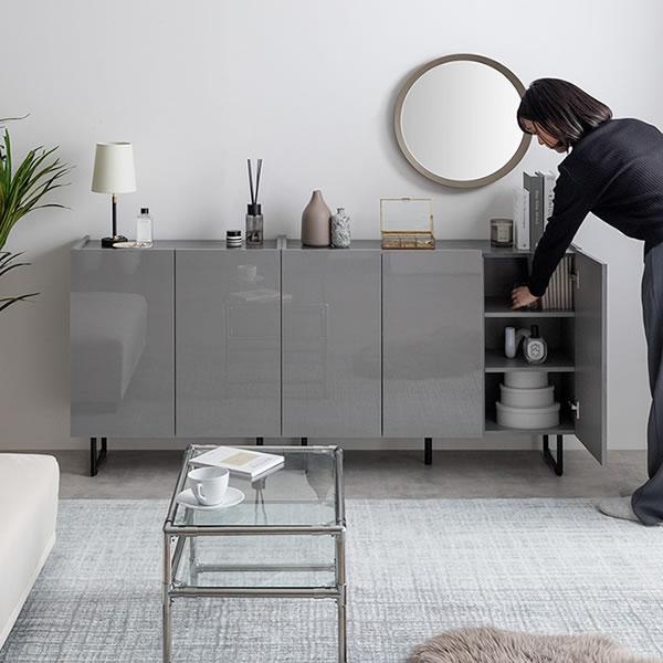 鏡面 チェスト キャビネット 幅70 おしゃれ ホワイト 白 グレー LEG