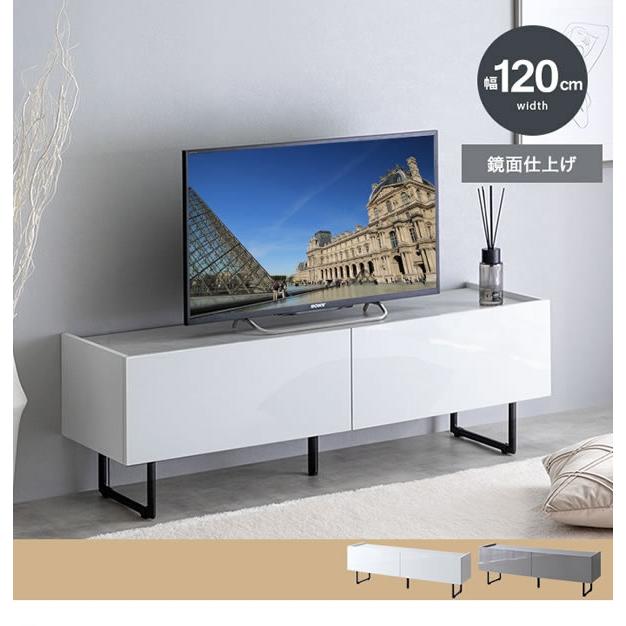 送料無料 テレビ台 ローボード 鏡面 ストーン調 おしゃれ 幅120cm