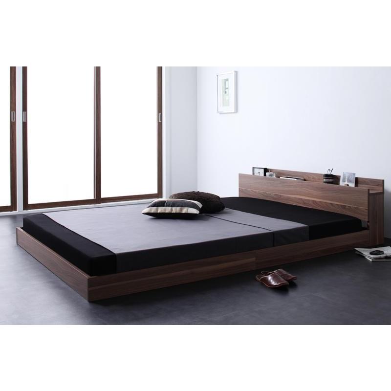 フロアベッド▪️W.coRe▪️(マットレスセット)シングル g5633]【シングル】 W.coRe フロアベッド ロータイプ 棚付 コンセント