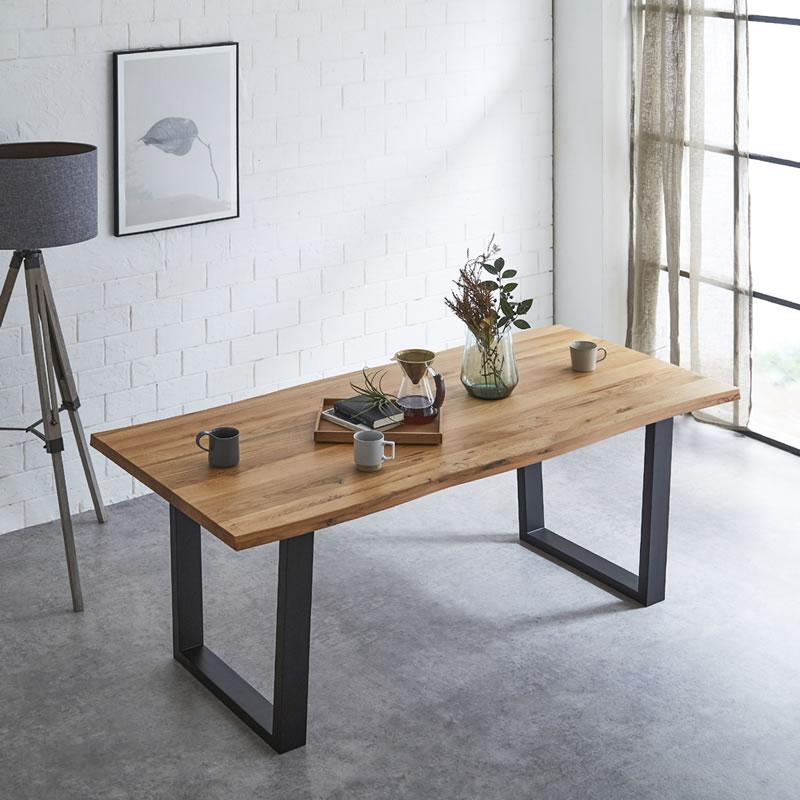 ダイニングテーブル 一枚板風 耳付き 選べるサイズ 幅160 幅180 耳付き